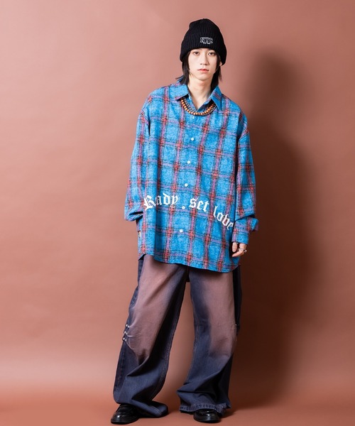 シャツ a.p.o.v. ストリートフォントロゴプリントオーバーサイズ