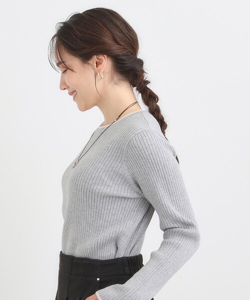 JULYNINE ジュライナイン クルーネック ニット セーター グレー SHOO・LA・RUE（シューラルー） ニット セーター 「絶妙なゆるピタ
