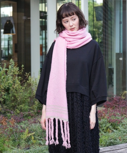 H.A.K（ハク） マフラー ストール アルパカウールフリンジマフラー