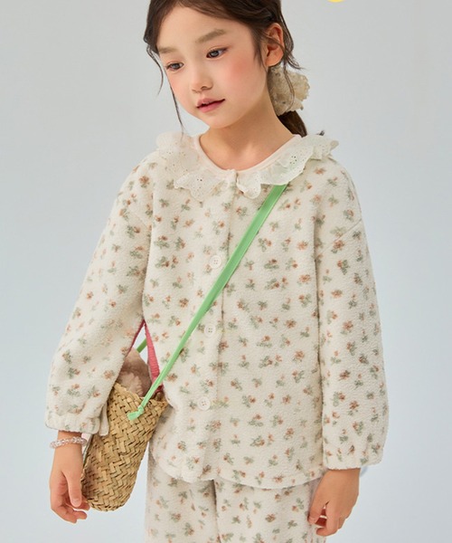 DAY CLOSET パジャマ 「セットアップ/起毛」長袖レースパイピング襟