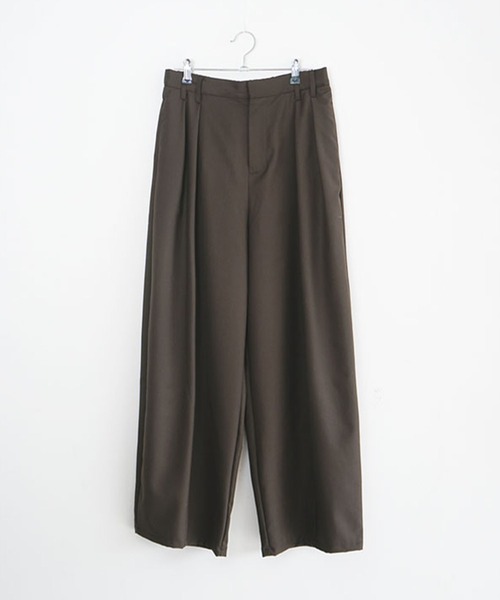 ワイドパンツ スラックス パンツ タックパンツ レディースの画像