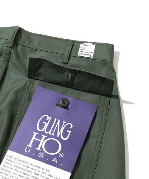 GUNG HO（ガンホー） パンツ BACK STAIN 4POCKETS WIDE FATIGUE