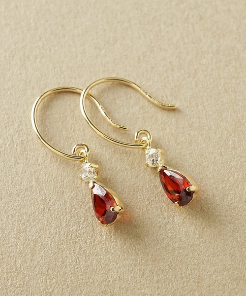 ピアス 「Lively」K10 ドロップ ワイヤーピアス( YG) レディース