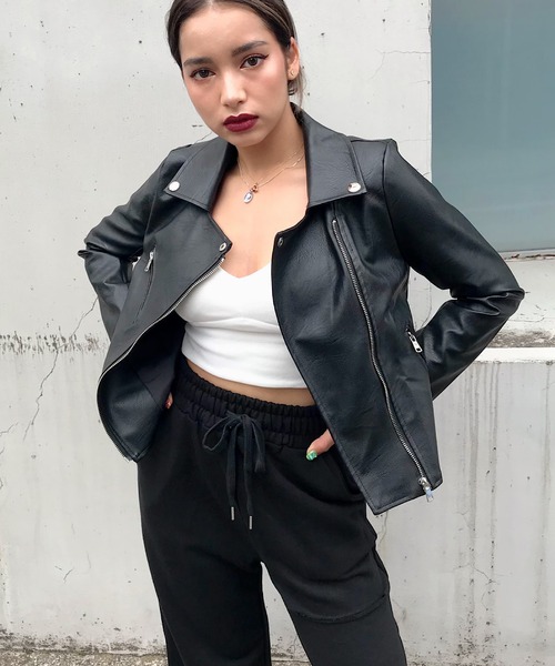 「ROGER AND RAW」 ライダースジャケット MEDIUM ブラック レディース_画像3