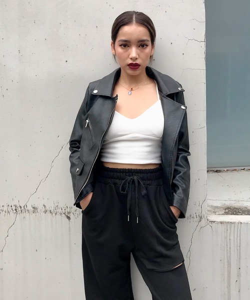 「ROGER AND RAW」 ライダースジャケット MEDIUM ブラック レディース_画像4