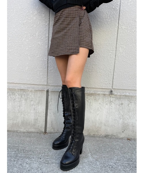 EGOIST（エゴイスト） ブーツ フェイクレザーレースアップロングブーツ