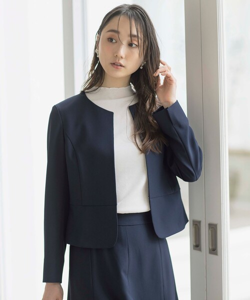 「ANY SIS」 ノーカラージャケット 2 ベージュ レディース_画像4