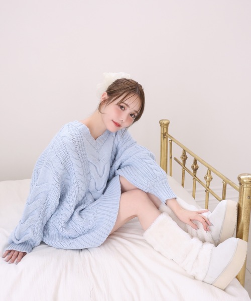 ルネ　ニットワンピース♪かわいい♪ ケイブルBIGニットワンピース（ワンピース）｜LA BELLE ETUDE（ラベル