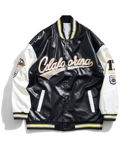 CALIFORNIA OUTFITTERS スタジャン 12A14-SZ レザー調 ロゴ刺繍 CALIFORNIA OUTFITTERS スタジャン 12A14-SZ レザー調 ロゴ刺繍