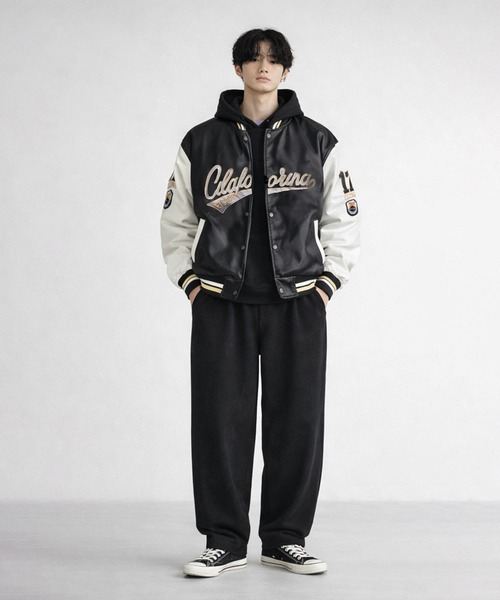 CALIFORNIA OUTFITTERS スタジャン 12A14-SZ レザー調 ロゴ刺繍