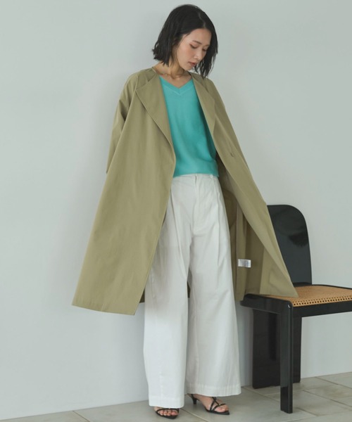 ☆新品タグ付☆doux archives☆ノーカラーロングウールコート 