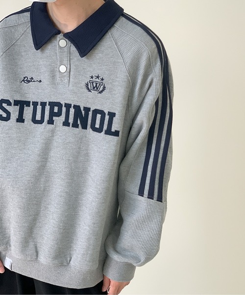 「ROOPTOKYO」 「ALL RUNS」長袖ポロシャツ X-LARGE ネイビー レディース_画像9