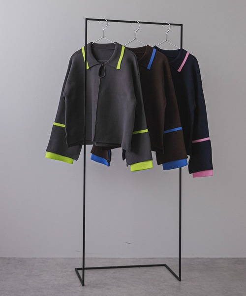 「bohmal」 長袖ニット FREE ネイビー レディース_画像5