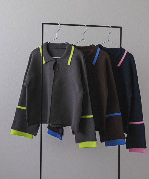 「bohmal」 長袖ニット FREE ネイビー レディース_画像7