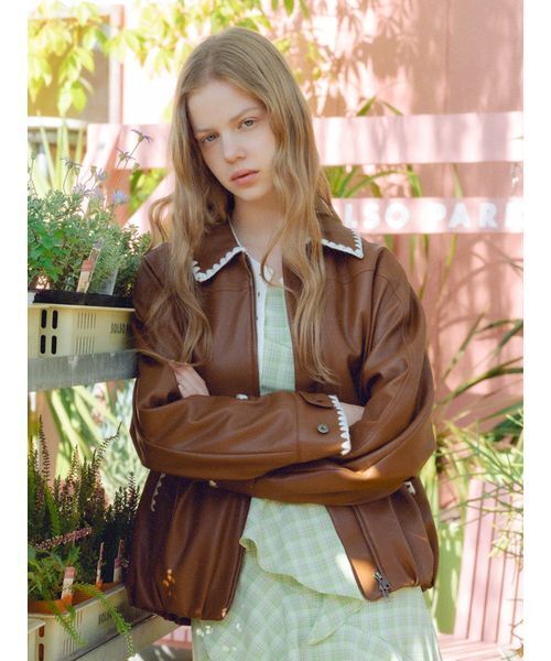FURFUR レースショート丈ブルゾン FURFUR（ファーファー） SALE30%OFF アウター 25秋冬 レースアップ