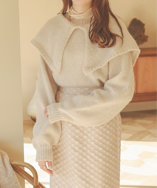 「Ambre Neige」 長袖ニット FREE アイボリー レディース_画像2