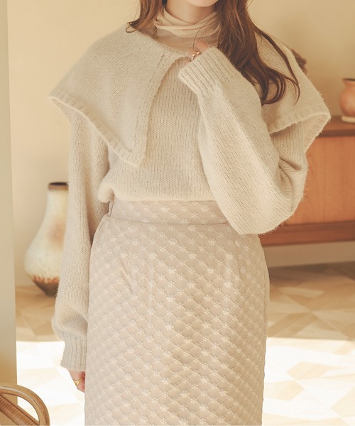 「Ambre Neige」 長袖ニット FREE アイボリー レディース_画像3