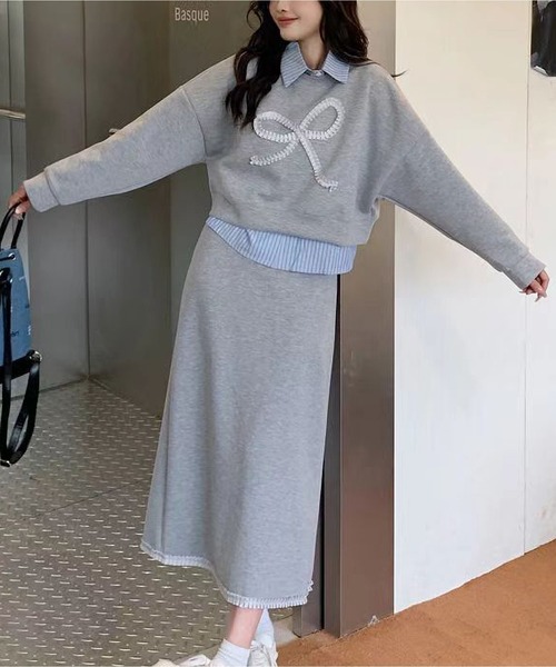 の*ん様 PGG ポロシャツとスカートセット グレー2 MAISON DE THERESE（メゾン ド テレーズ） ポロシャツ ポロ ロング