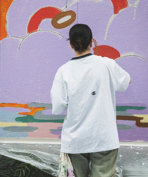 Champion（チャンピオン） tシャツ 別注 スリーアイコン ロゴ刺繍