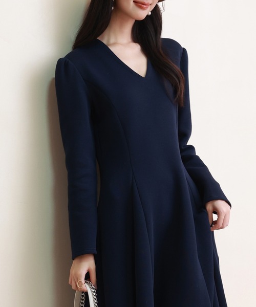 「SAISON DE PAPILLON」 長袖ワンピース L ネイビー レディース_画像6