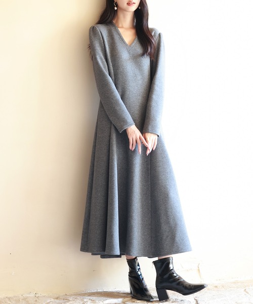 「SAISON DE PAPILLON」 長袖ワンピース L ネイビー レディース_画像7