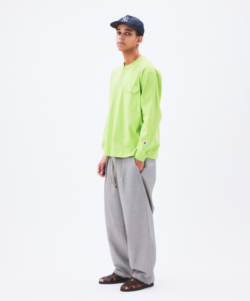 Champion（チャンピオン） tシャツ for JS 長袖 ヘンリーネック メンズ