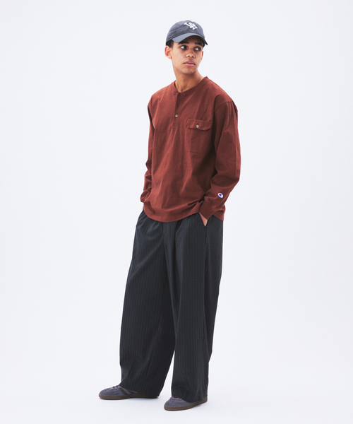 Champion（チャンピオン） tシャツ for JS 長袖 ヘンリーネック メンズ