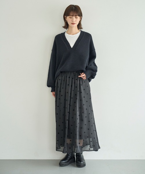 「meilmada」 フレアスカート MEDIUM ブラック レディース_画像6