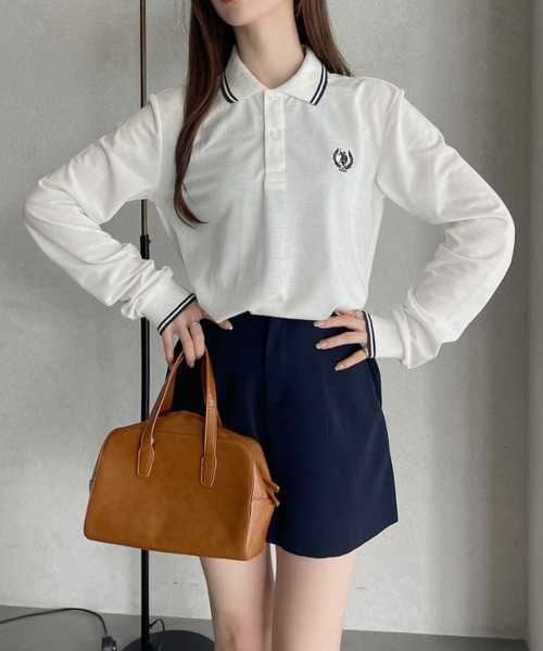 「U.S. POLO ASSN.」 長袖ポロシャツ L オフホワイト レディース_画像2