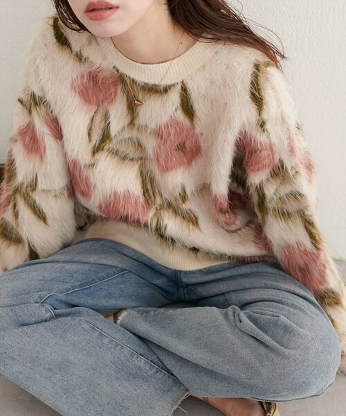 「natural couture」 長袖ニット FREE ベージュ レディース_画像2