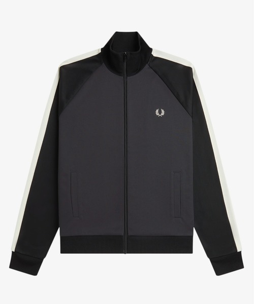 【新品未使用】Fred Perry トラックジャケット ブラック FRED PERRY（フレッドペリー） ジャージ Contrast Sleeve Track Jacket