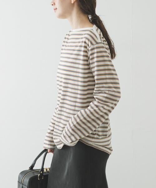 tシャツ マルチボーダー2WAYカットソー レディースの画像