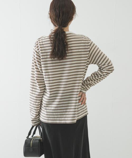 tシャツ マルチボーダー2WAYカットソー レディースの画像