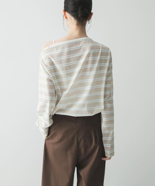 tシャツ マルチボーダー2WAYカットソー レディースの画像