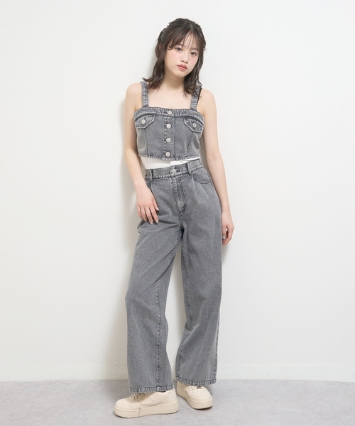 バンビ様 女の子セット LOVETOXIC ワンピース 「LTXC」デニムパンツビスチェセットアップ