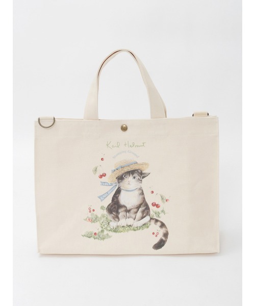 Karl Helmut トートバッグ さくらんぼの丘のねこプリント2WAYバッグ