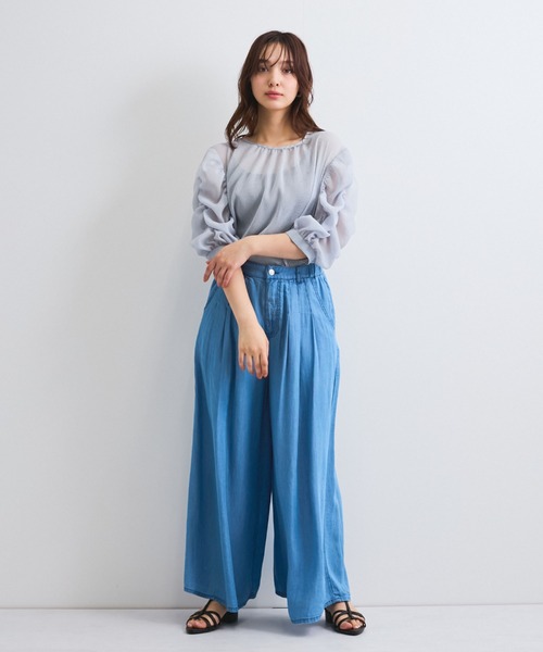 「QUEENS COURT」 7分袖ブラウス M ベージュ レディース_画像2