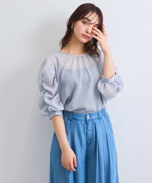 「QUEENS COURT」 7分袖ブラウス M ベージュ レディース_画像3