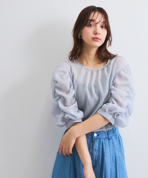 「QUEENS COURT」 7分袖ブラウス M ベージュ レディース_画像4