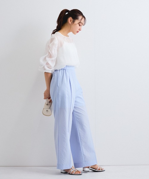 「QUEENS COURT」 7分袖ブラウス M ベージュ レディース_画像6