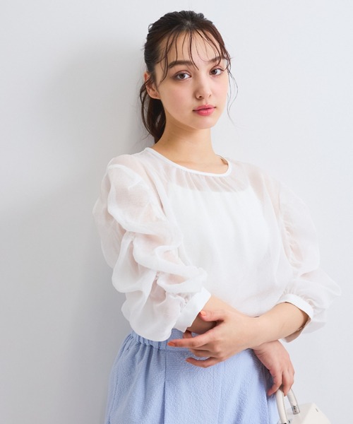 「QUEENS COURT」 7分袖ブラウス M ベージュ レディース_画像7