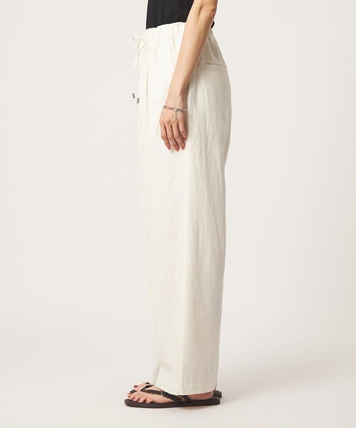 ワイドパンツ パンツ BREEZE LINEN ブリーズリネン ワイド パンツ オフホワイト ドット レディースの画像