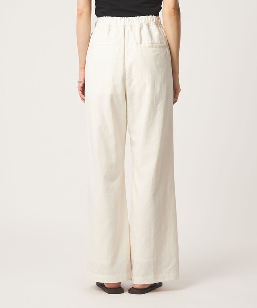 ワイドパンツ パンツ BREEZE LINEN ブリーズリネン ワイド パンツ オフホワイト ドット レディースの画像