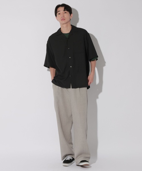 LAKOLE（ラコレ） シャツ 半袖 メランジシアー開襟半袖シャツ / 669922