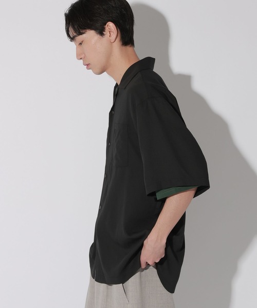 LAKOLE（ラコレ） シャツ 半袖 メランジシアー開襟半袖シャツ / 669922