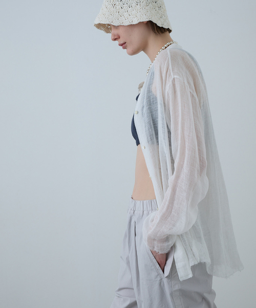 CALMER（カルメール） リネンシャツ ブラウス シャツ LINEN MESH SHIRT