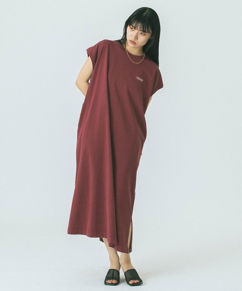 「THOUSAND MILE」 半袖ワンピース ONE SIZE バーガンディー レディース_画像7