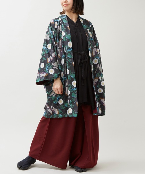 着物カーディガン 羽織 和柄 山水画 総柄 ゆるダボ ベージュ 古着 カヤ カーディガン 「カヤ」古今着物風羽織 レディース : ZOZOTOWN