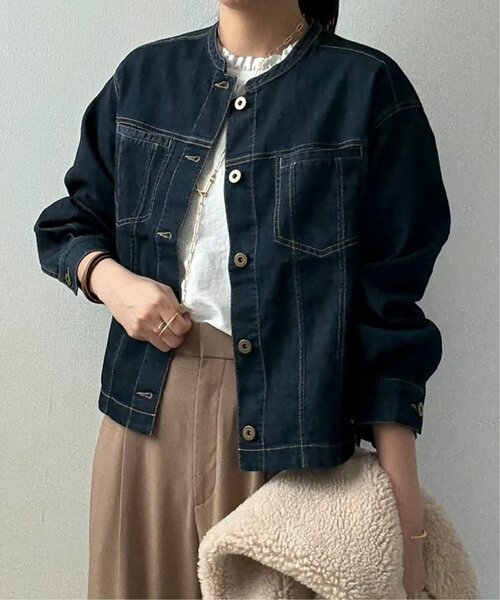 「ikka」 デニムジャケット M ネイビー レディース_画像6