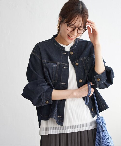 「ikka」 デニムジャケット M ネイビー レディース_画像7